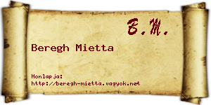 Beregh Mietta névjegykártya